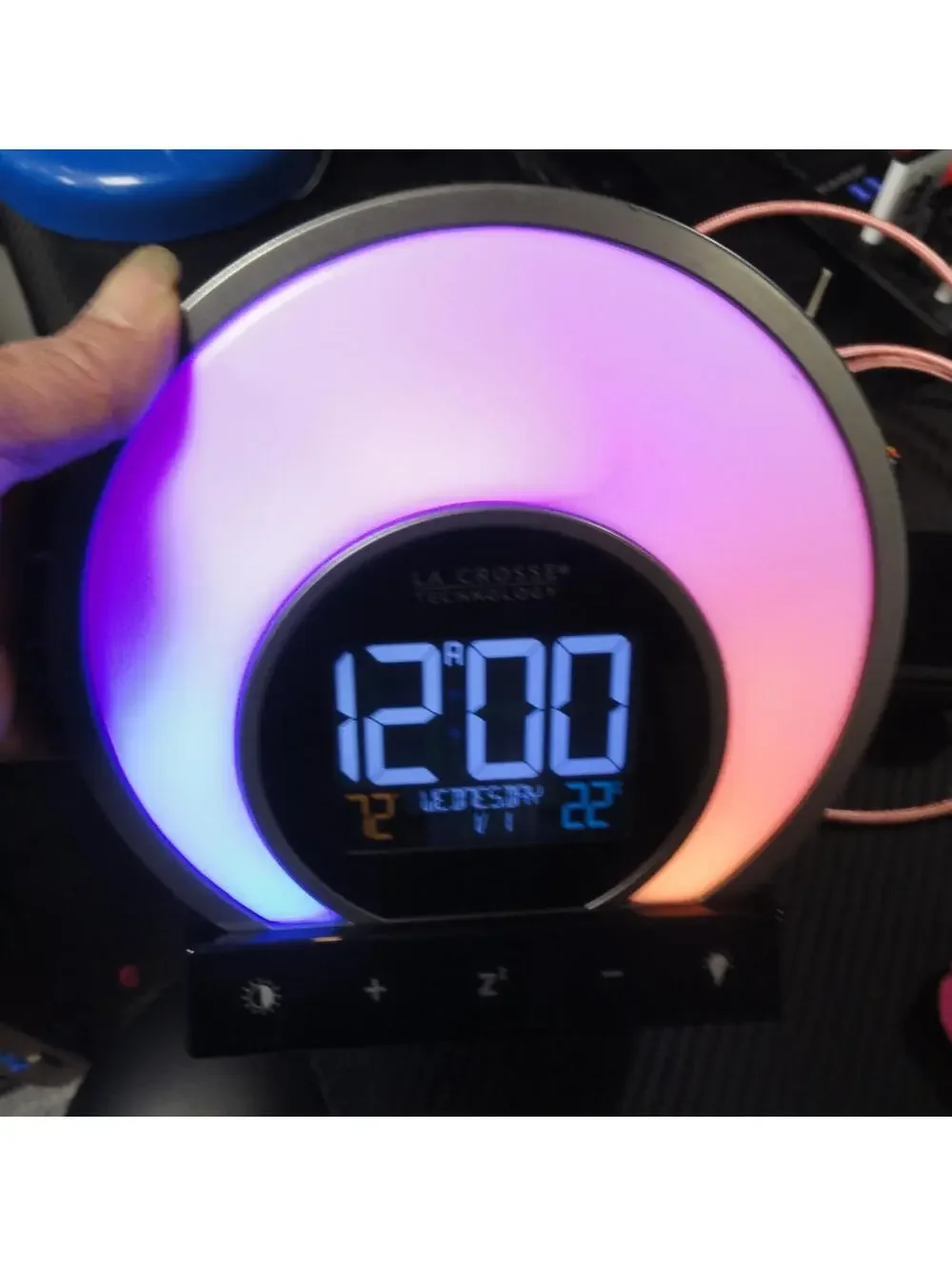 La Crosse, Soluna Mood Light Alarm Clock | Indoor Temperature Humidity Calendar